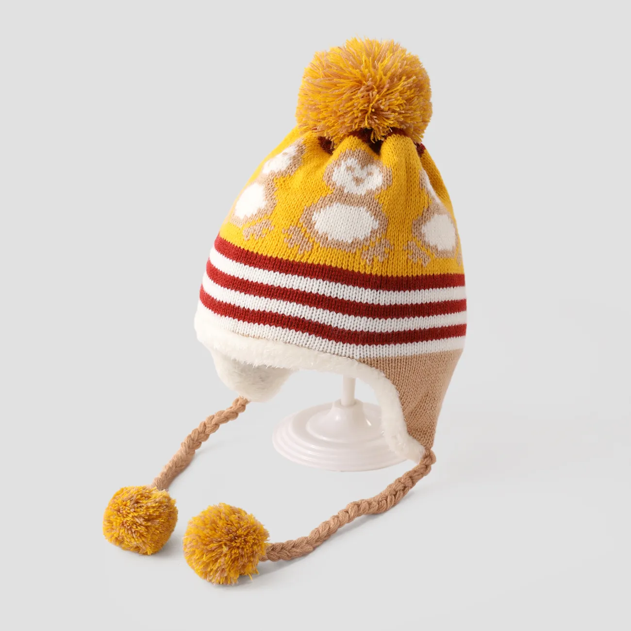 Baby/toddler needs Winter warm plus fleece knitted beanie Yellow big image 1