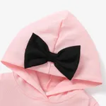 2pcs Toddler Girl Letter Print Bow Decor Hoodie and Pants Set   image 3