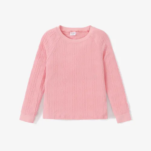 Kid Girl's Basic Solid Color Textured Material Sweatshirt