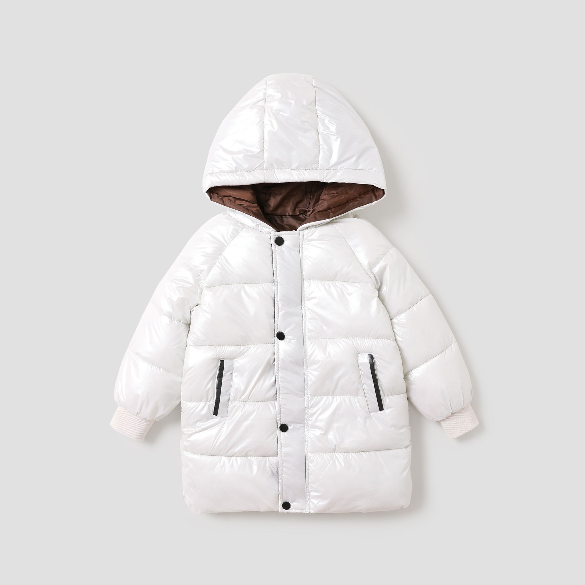 Toddler/Kid Girl/Boy Solid Color Avant-garde Button Hooded Cotton Coat