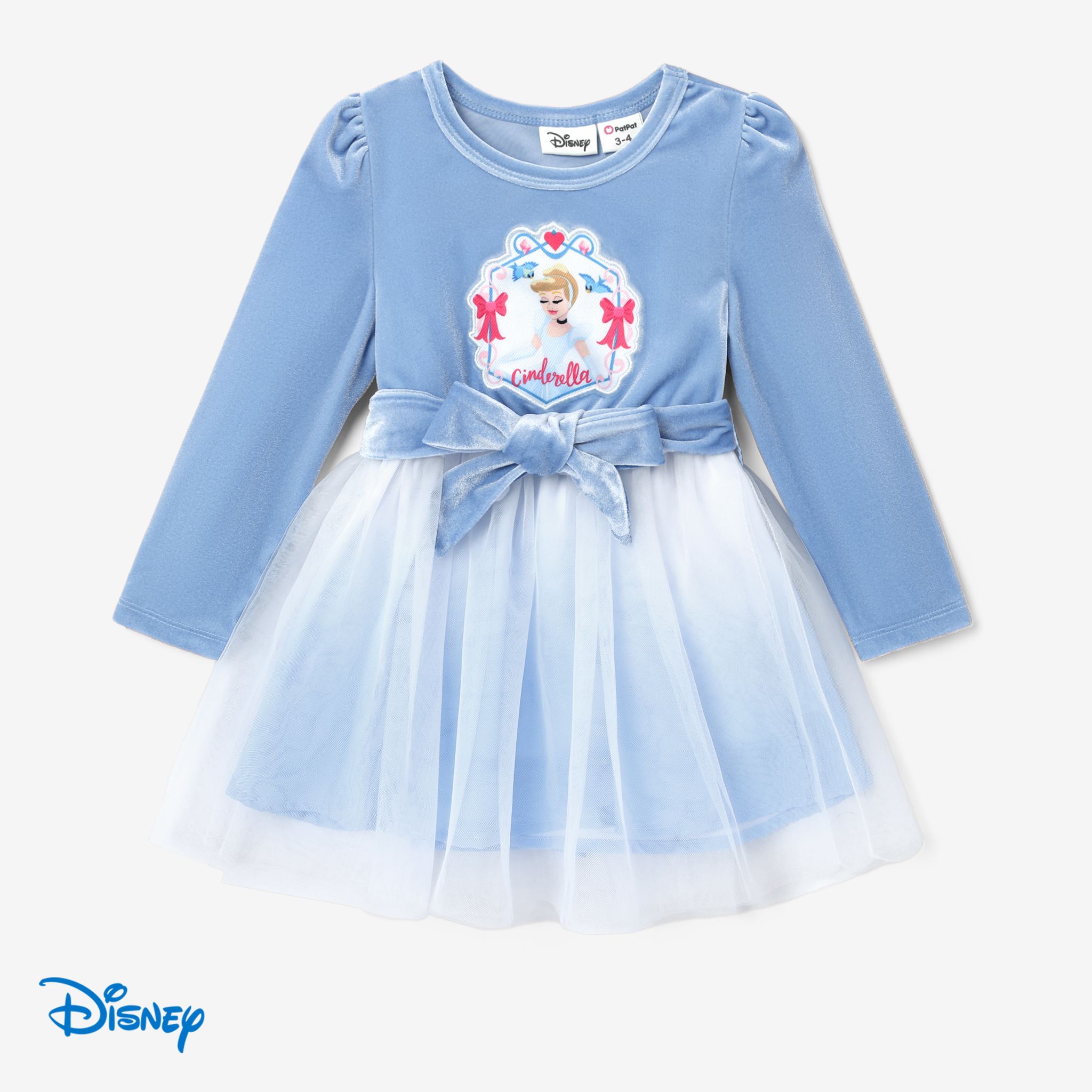 Disney Princess Toddler Girl Character Print Long-sleeve Mesh Overlay Fairy Tulle Dress