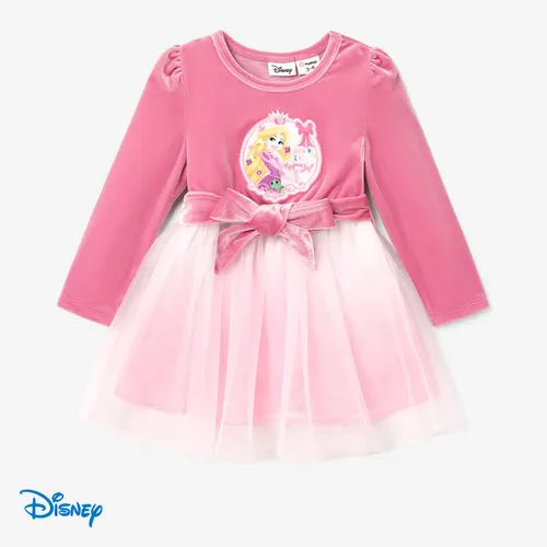 Disney Princess Toddler Girl Character Print Long-sleeve Mesh Overlay Fairy Tulle Dress