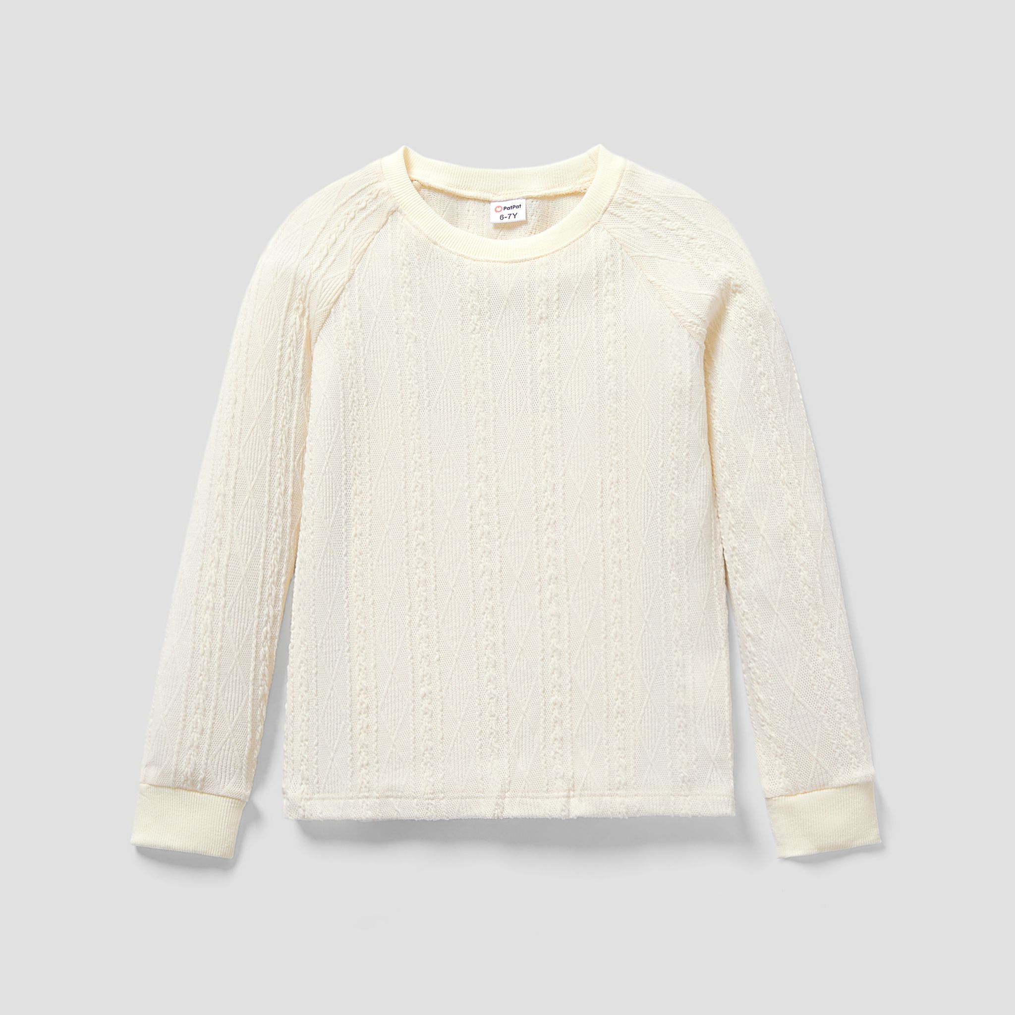

Kid Girl's Basic Solid Color Textured Material Sweatshirt