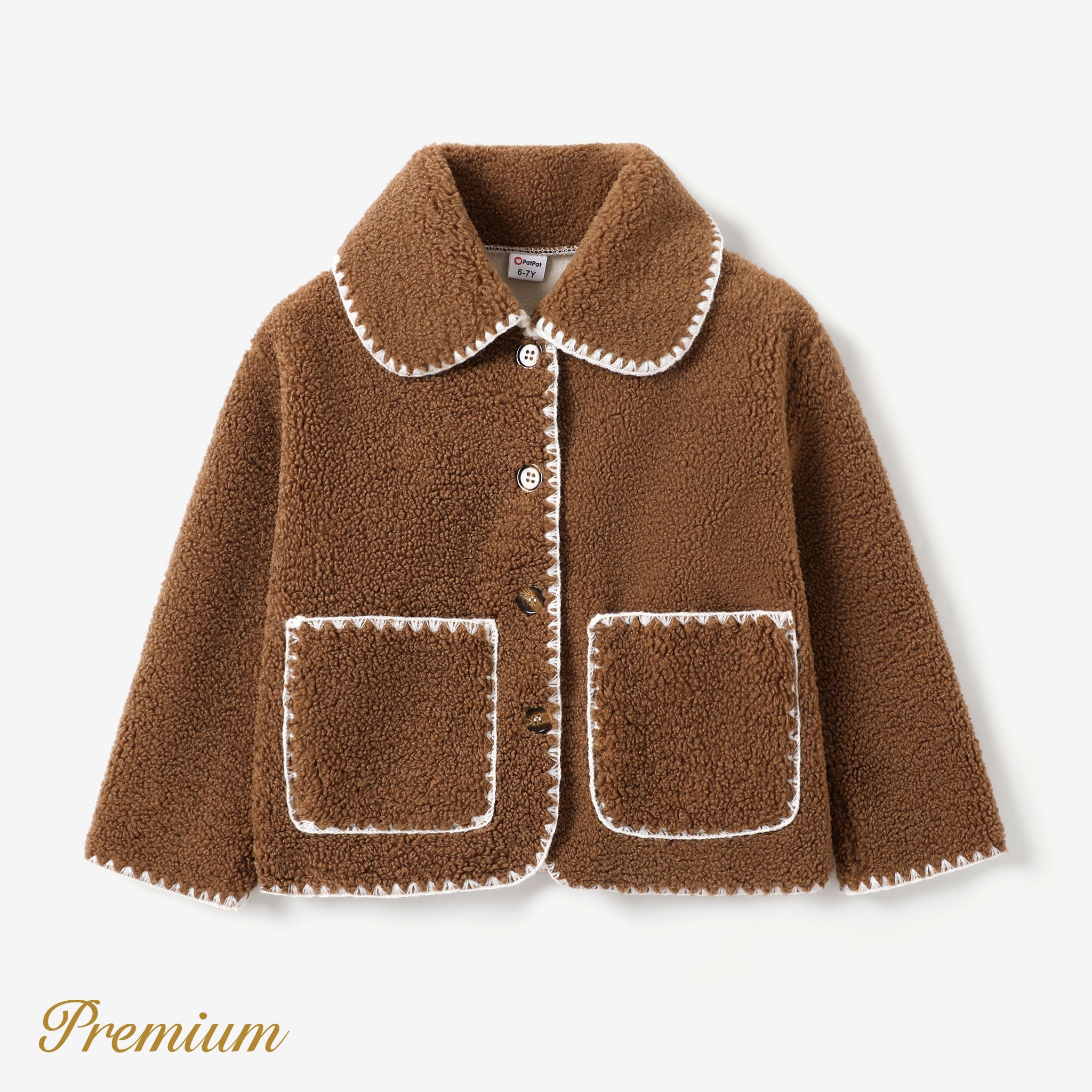 

Kid Girl/Boy Casual Jacket with Solid Stand Collar