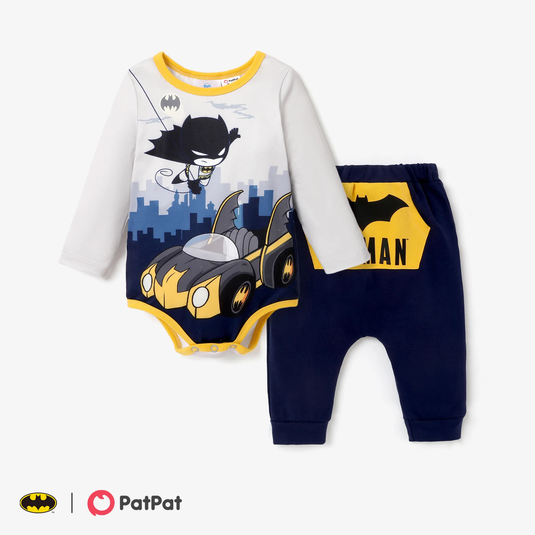 Batman Baby Boy Superhero Color Block Jumpsuit and Pants Set 