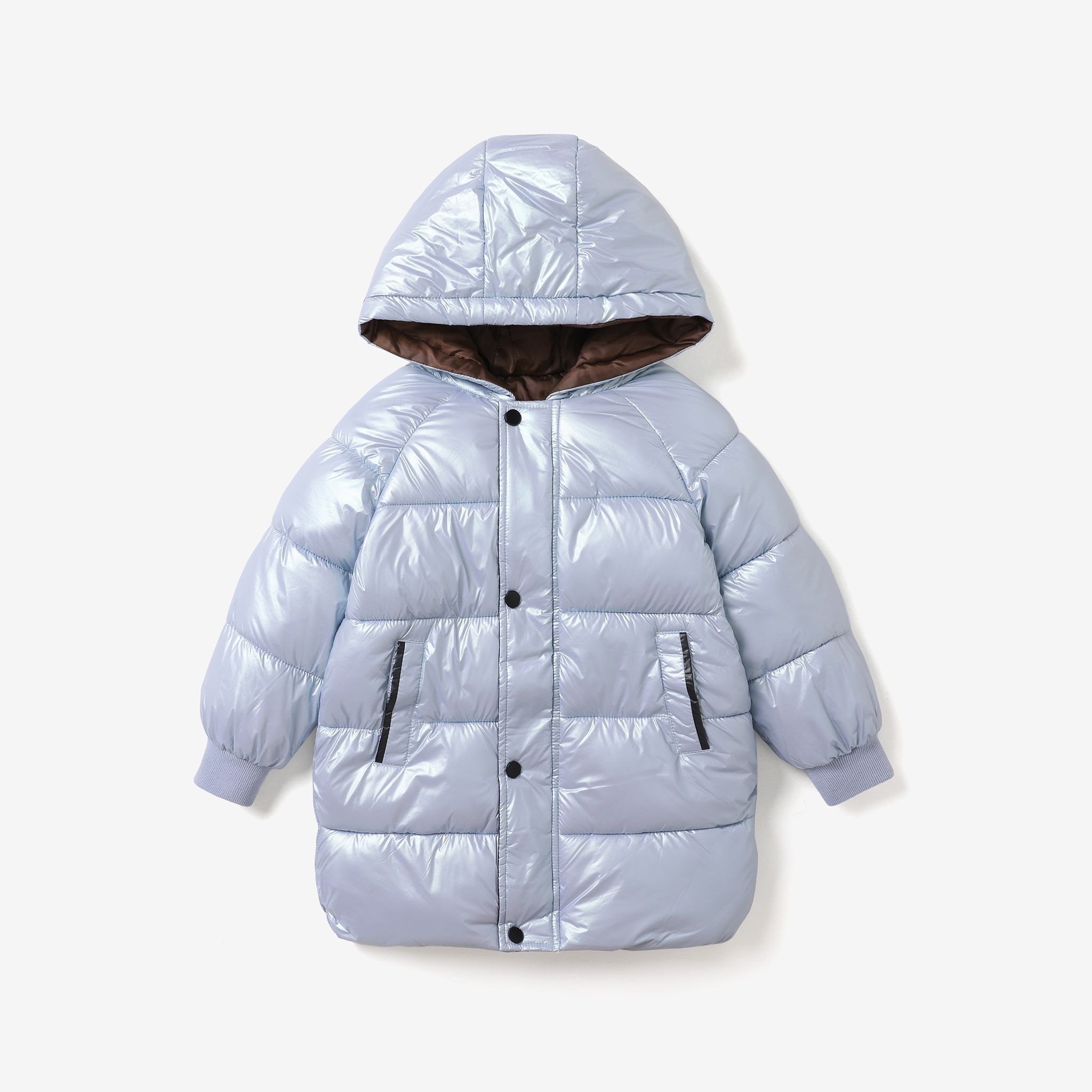 

Toddler/Kid Girl/Boy Solid Color Avant-garde Button Hooded Cotton Coat