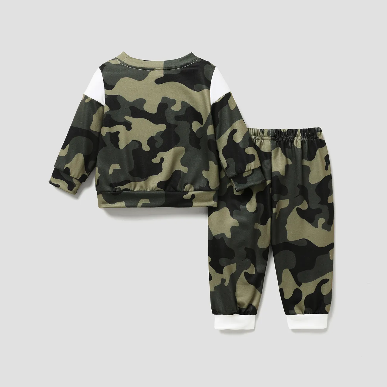 2pcs Baby Boy Casual Camouflage Letter Pattern Set White big image 1