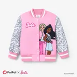 barbie toddler/kid girl naia™ Jaqueta bomber colorblock com estampa de letras Rosa