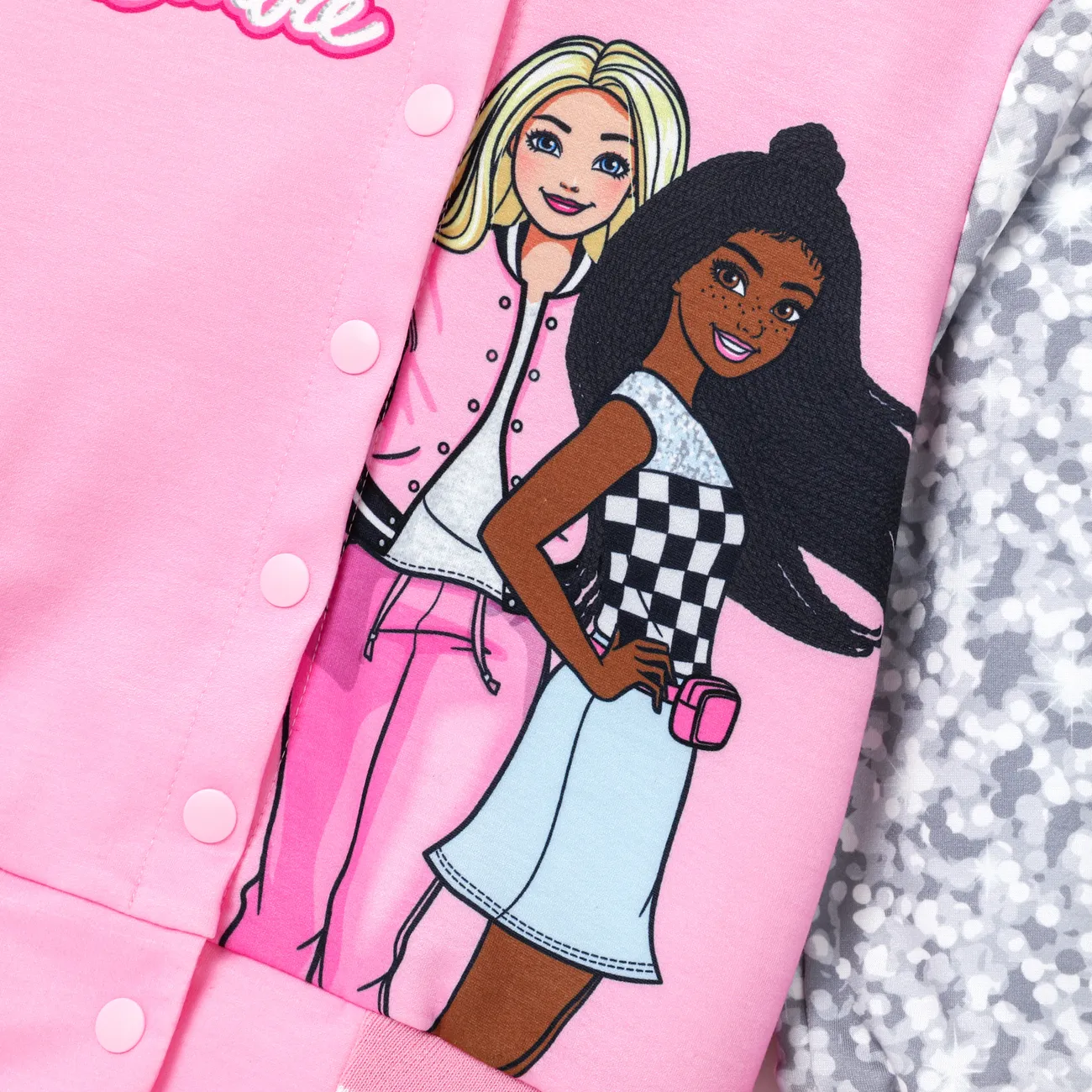Barbie Toddler/Kids Girls Naia™ Letter Print Colorblock Lightweight Bomber Jacket Pink big image 1