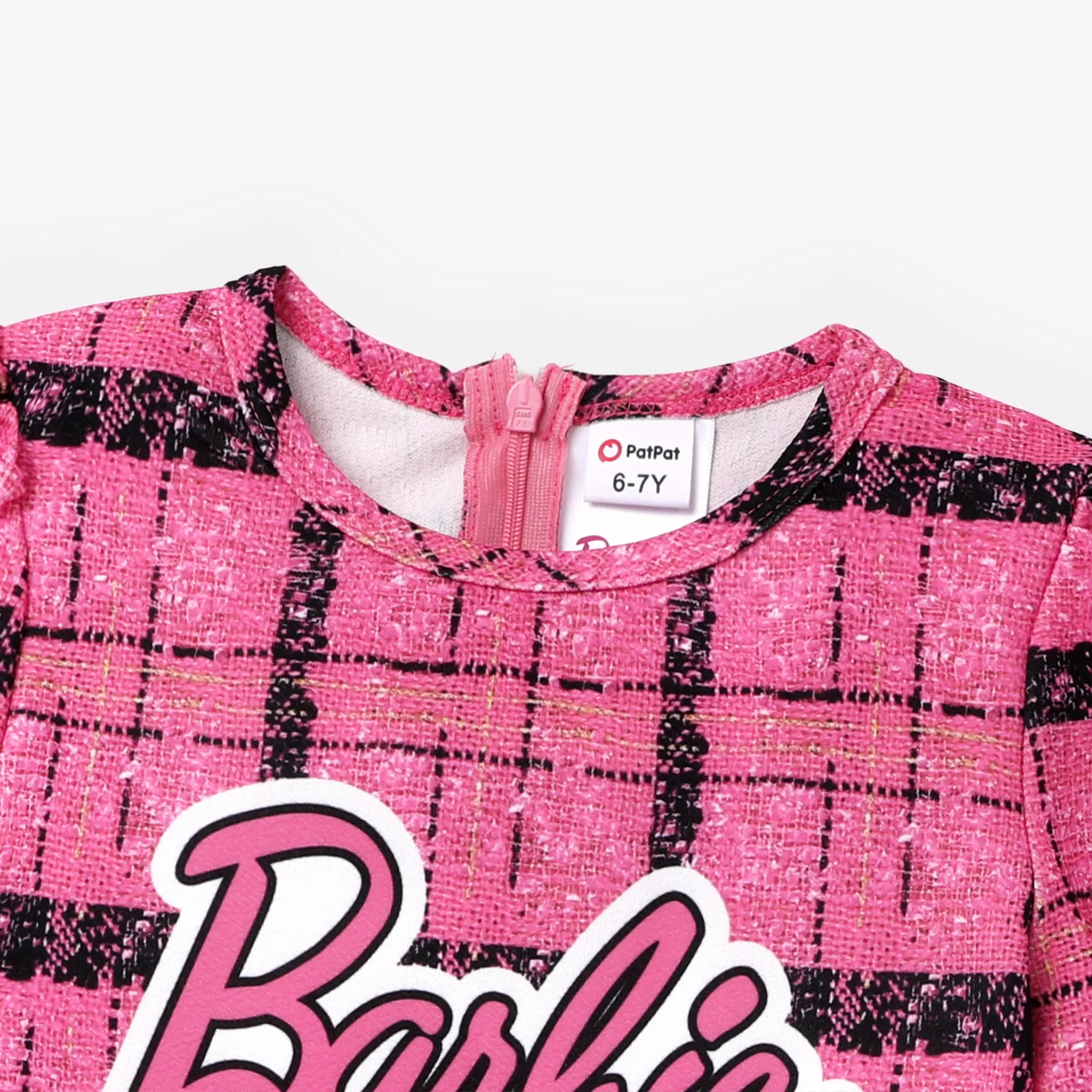 Barbie فساتين 4 - 14 سنة حريمي سحّاب نقش خطوط ومربعات زهري image 3