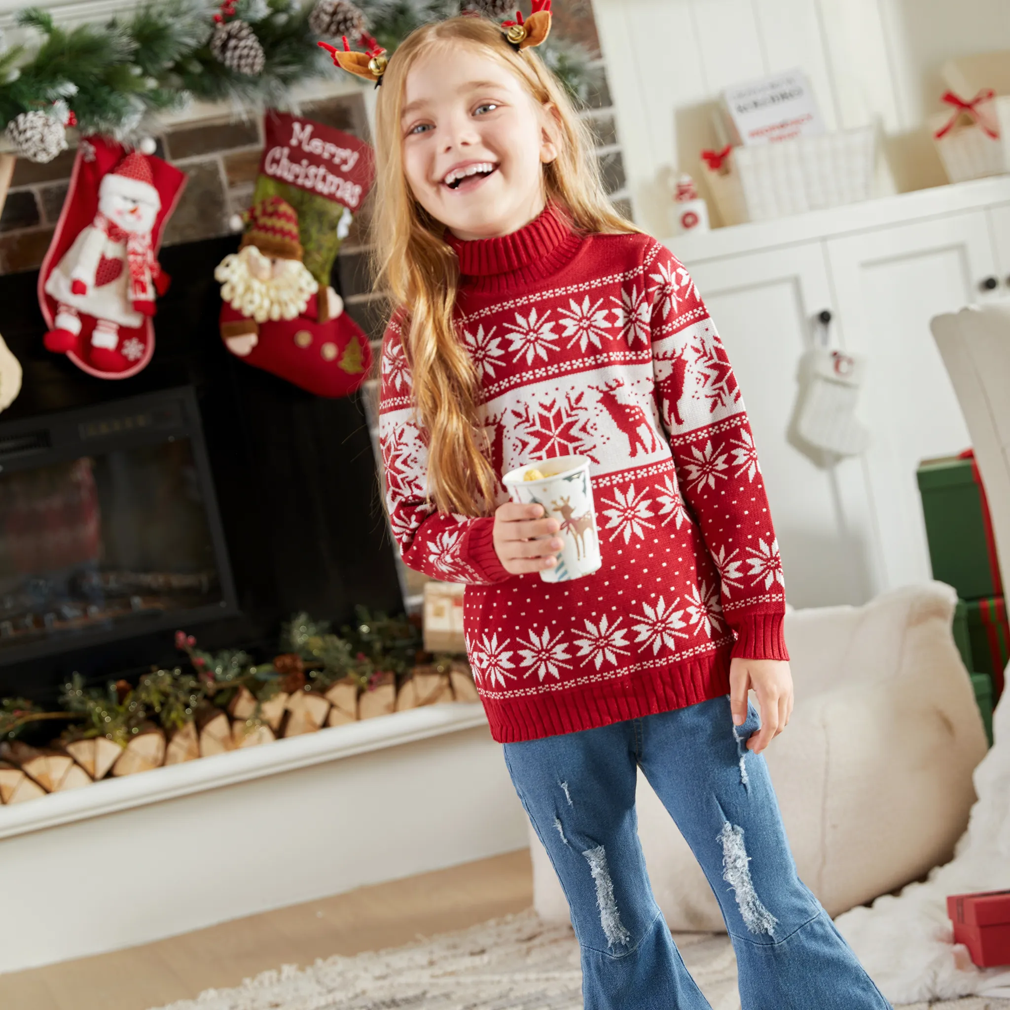 Kid Boy/Girl Christmas Bohemia Turtleneck Sweater