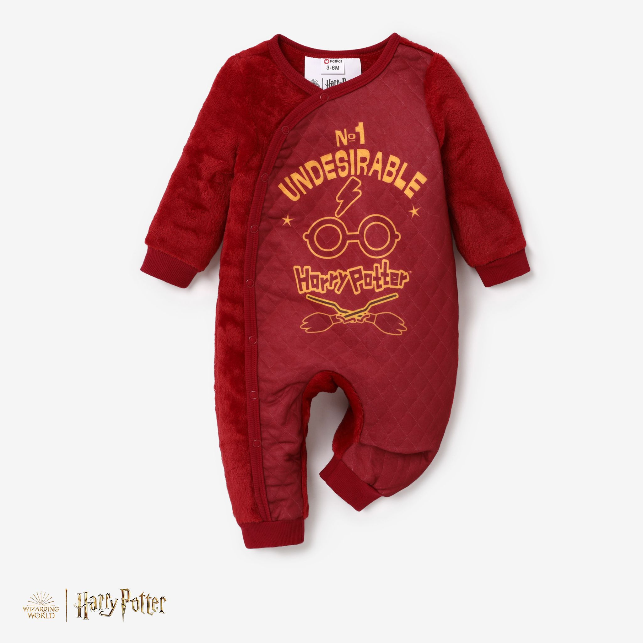 Harry Potter Baby Boy Material Patchwork Large Pattern Plush Long-sleeved Jumpsuit