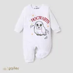 Harry Potter Baby Boy Material Patchwork Large Pattern Plush Long-sleeved Jumpsuit White