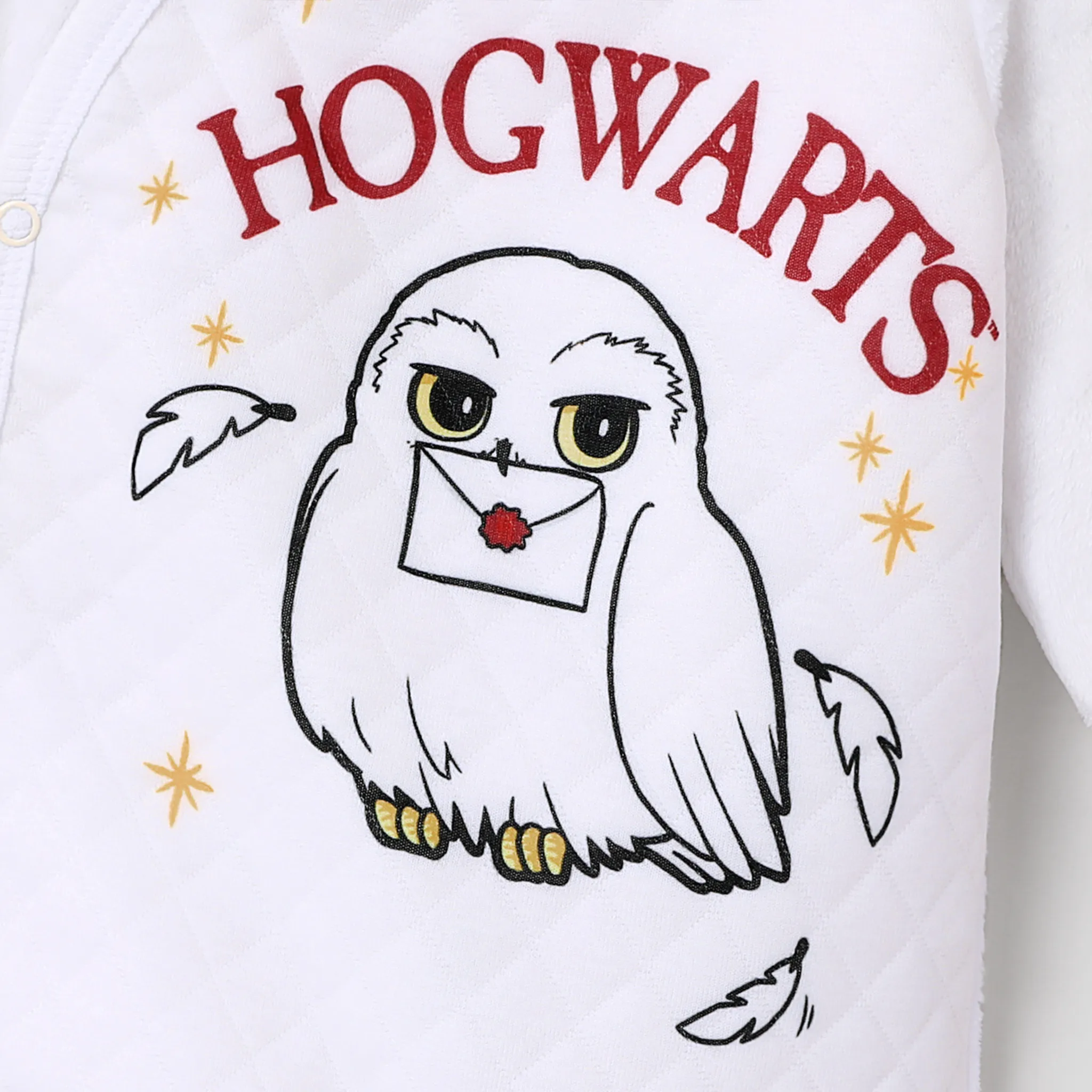 Harry Potter Baby Boy Material Patchwork Large Pattern Plush Long-sleeved Jumpsuit White image 2
