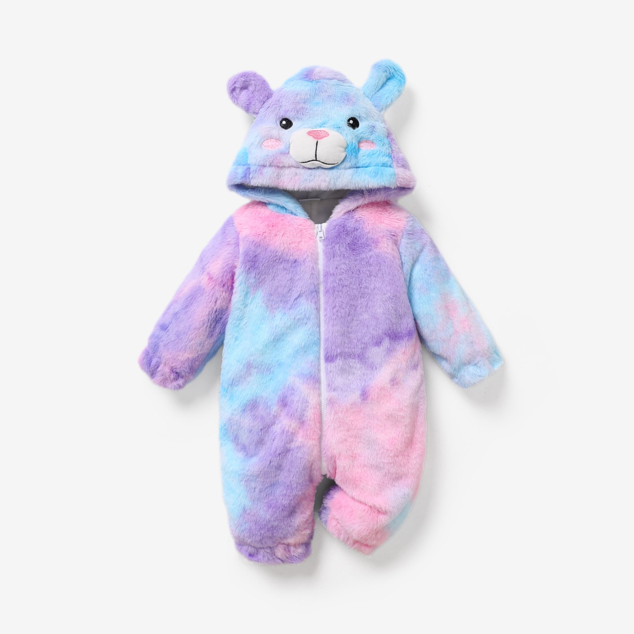 Baby Girl/Boy Colorful Teddy Bear 3D Tie-Dyed Oversize Jumpsuit