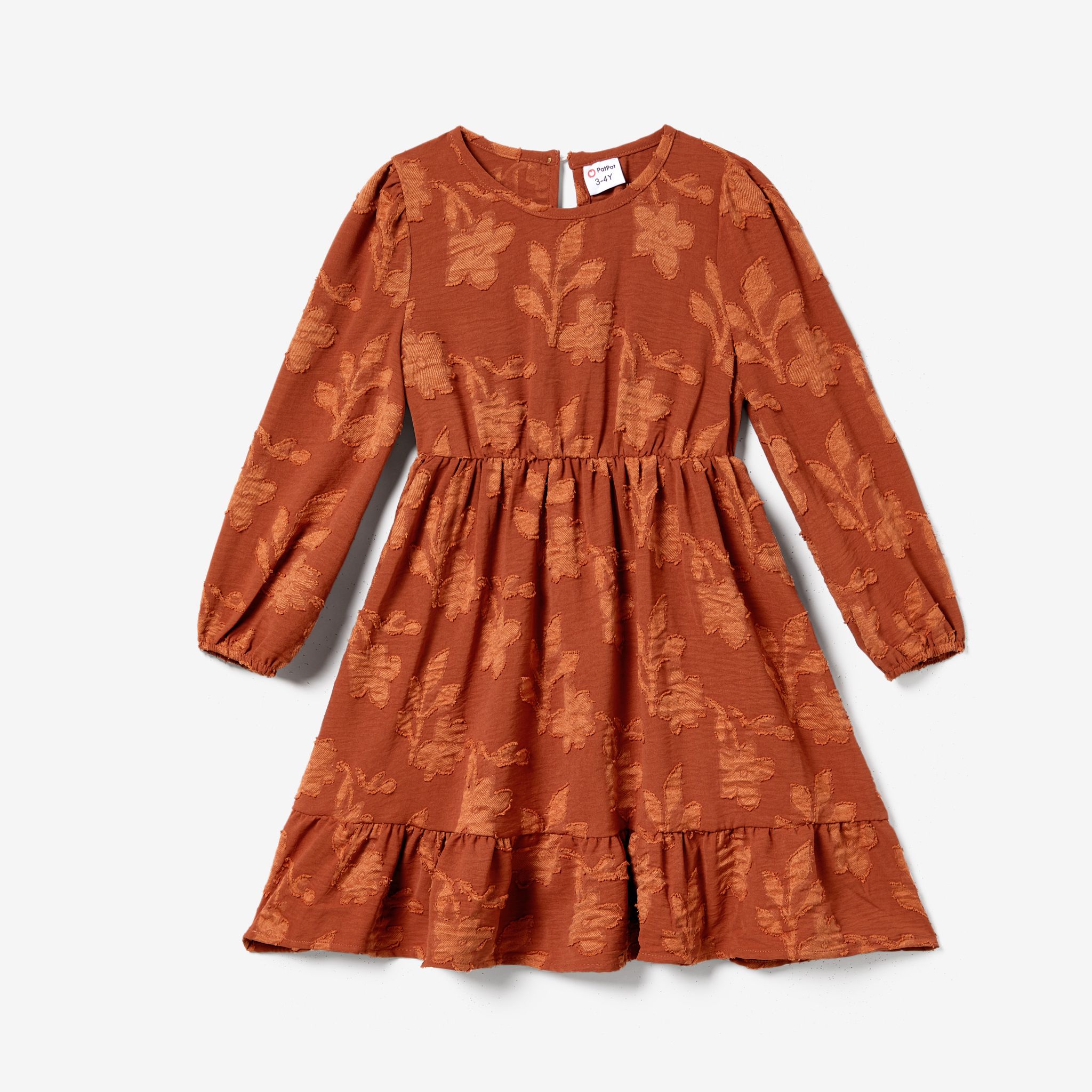 

Family Matching Long-sleeve Color-block Tops and Floral Print V-neck Irregular/Smocked Hem Dresses Sets