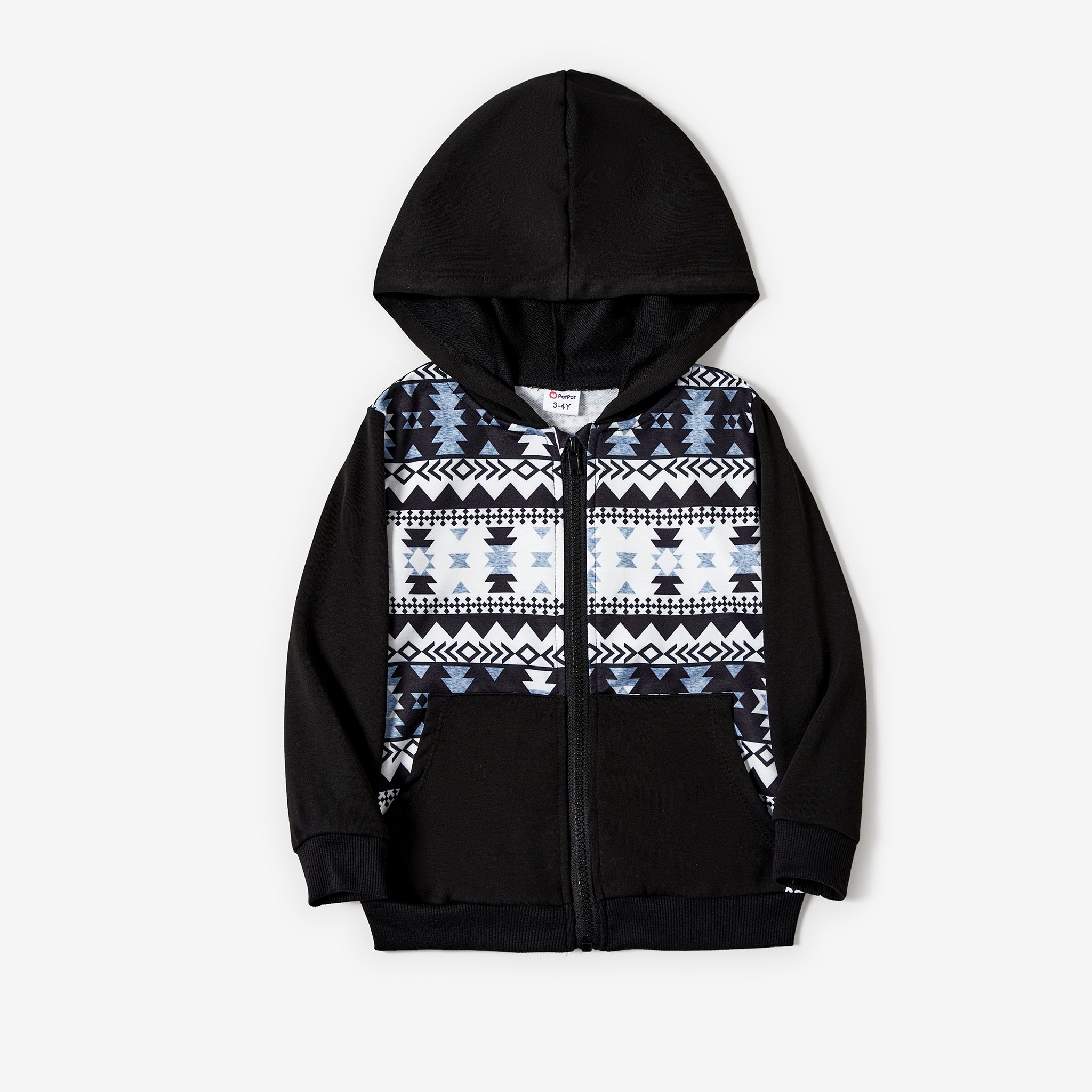 

Christmas Family Matching Fashion Classic Print Large Pocket Design Long-sleeve Hooded Zipper Coat Tops