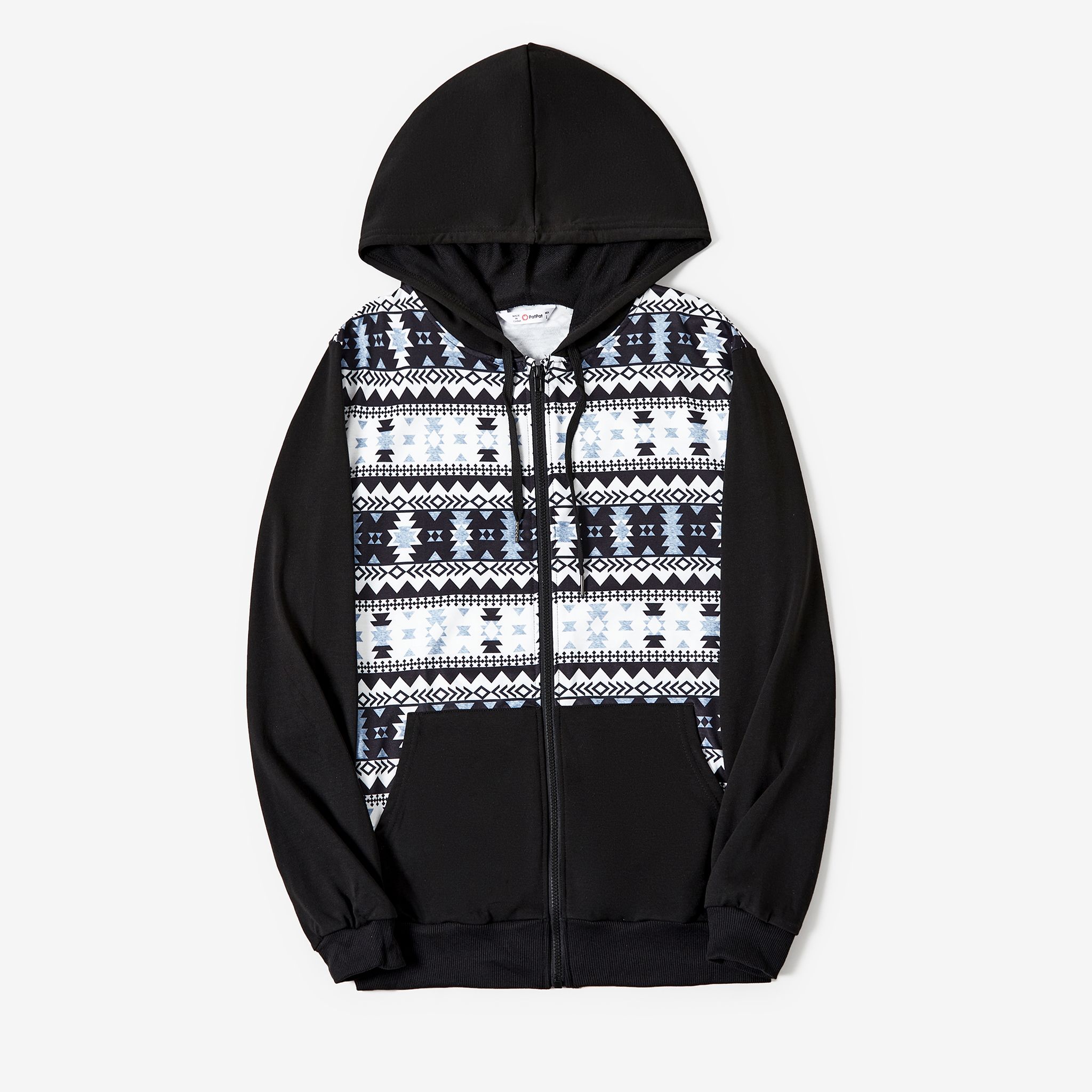 

Christmas Family Matching Fashion Classic Print Large Pocket Design Long-sleeve Hooded Zipper Coat Tops