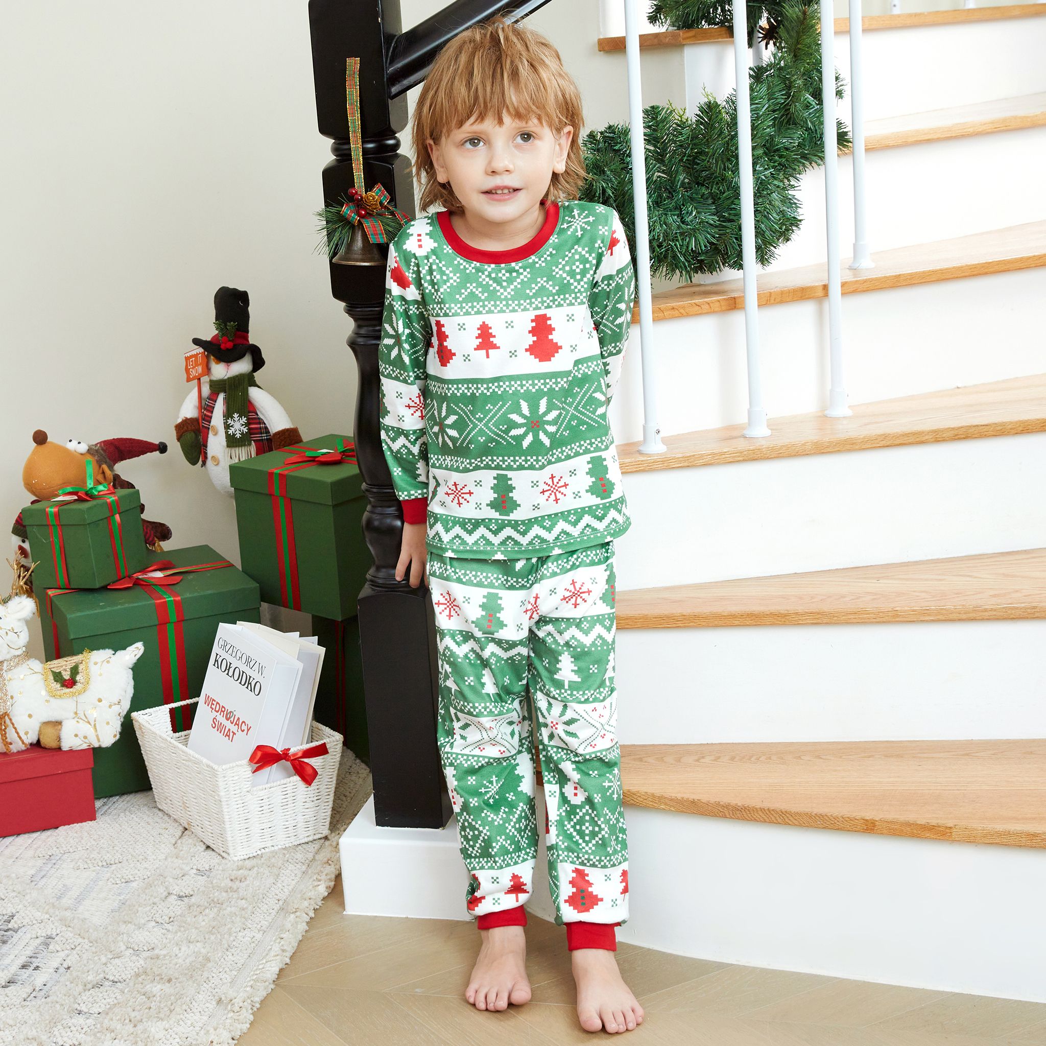 

2pcs Kid/Toddler Girl/Boy Christmas Print Pajama Set