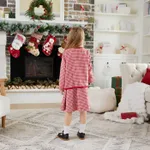 Kid Girl Fashionable Secret Button Christmas Coat/Skirt Set  Red image 4