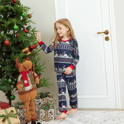 2pcs Kid Boy Christmas Animal print Pajamas Set