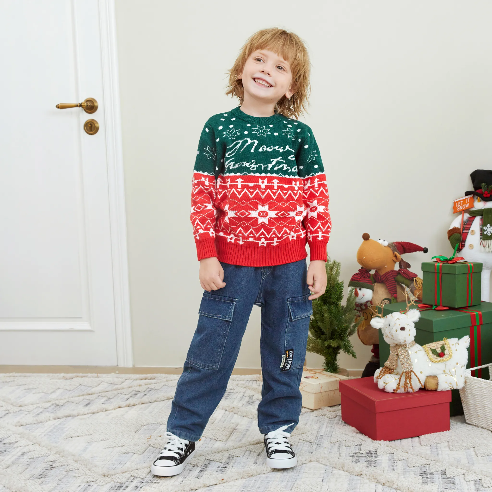 Toddler Boy Avant-garde Christmas Pattern  Sweater/Top