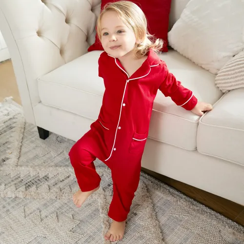 Baby Girl/Boy Childlike Christmas Solid Color Pajama