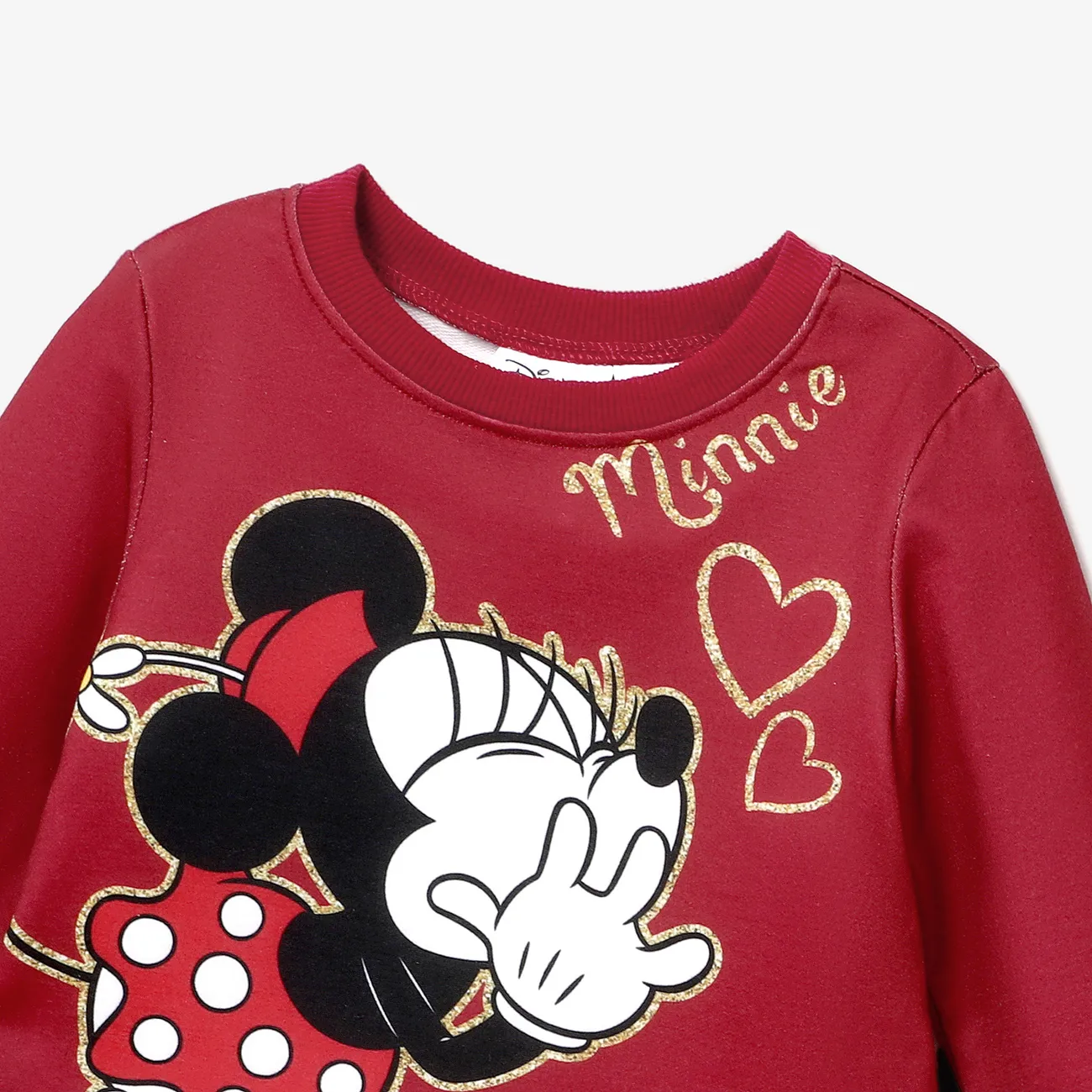 Disney Mickey and Minnie Toddler/Kids Girls Mother's Day 2pcs Character Heart Pattern Top with Leggings Set WineRed big image 1