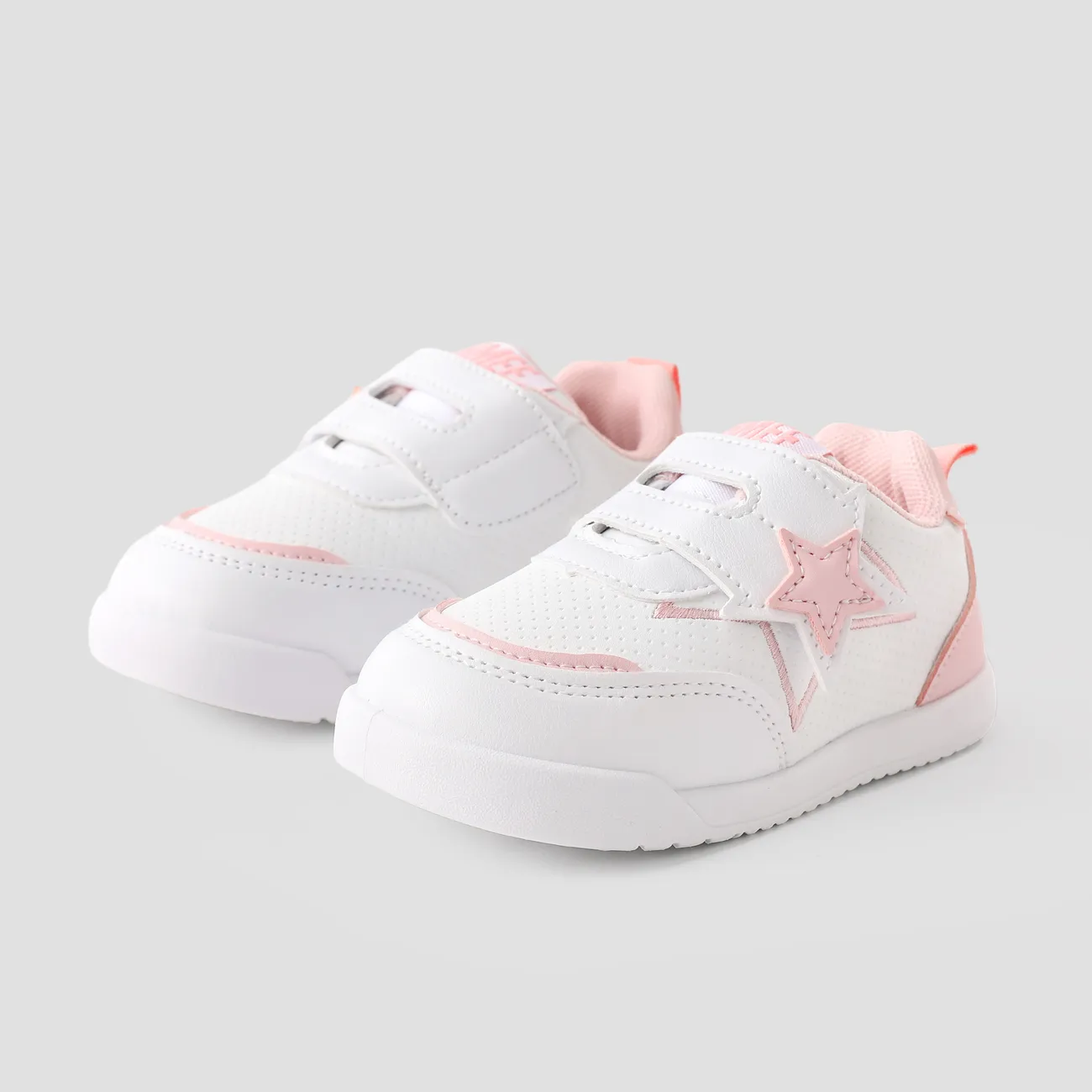 Toddlers and Kids Letters Embroidery Star Pattern Velcro Design Casual Shoes Pink big image 1
