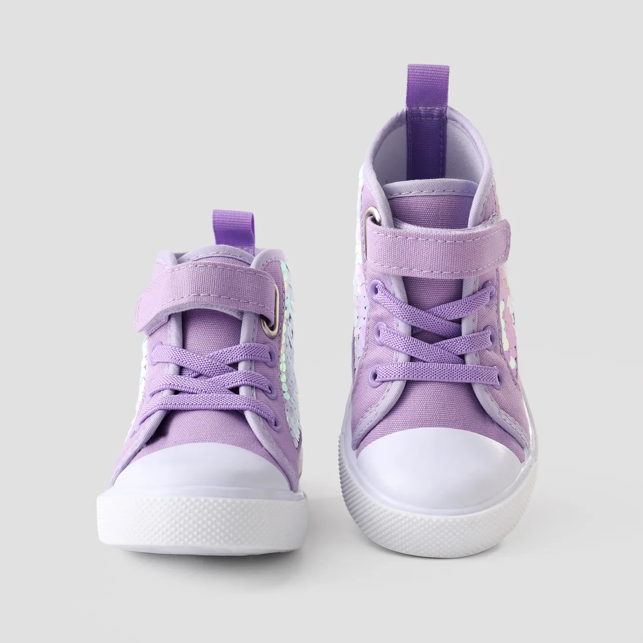 Toddler & Kids Girls Solid Color Glitter Design High Top Velcro Casual Shoes Purple big image 1