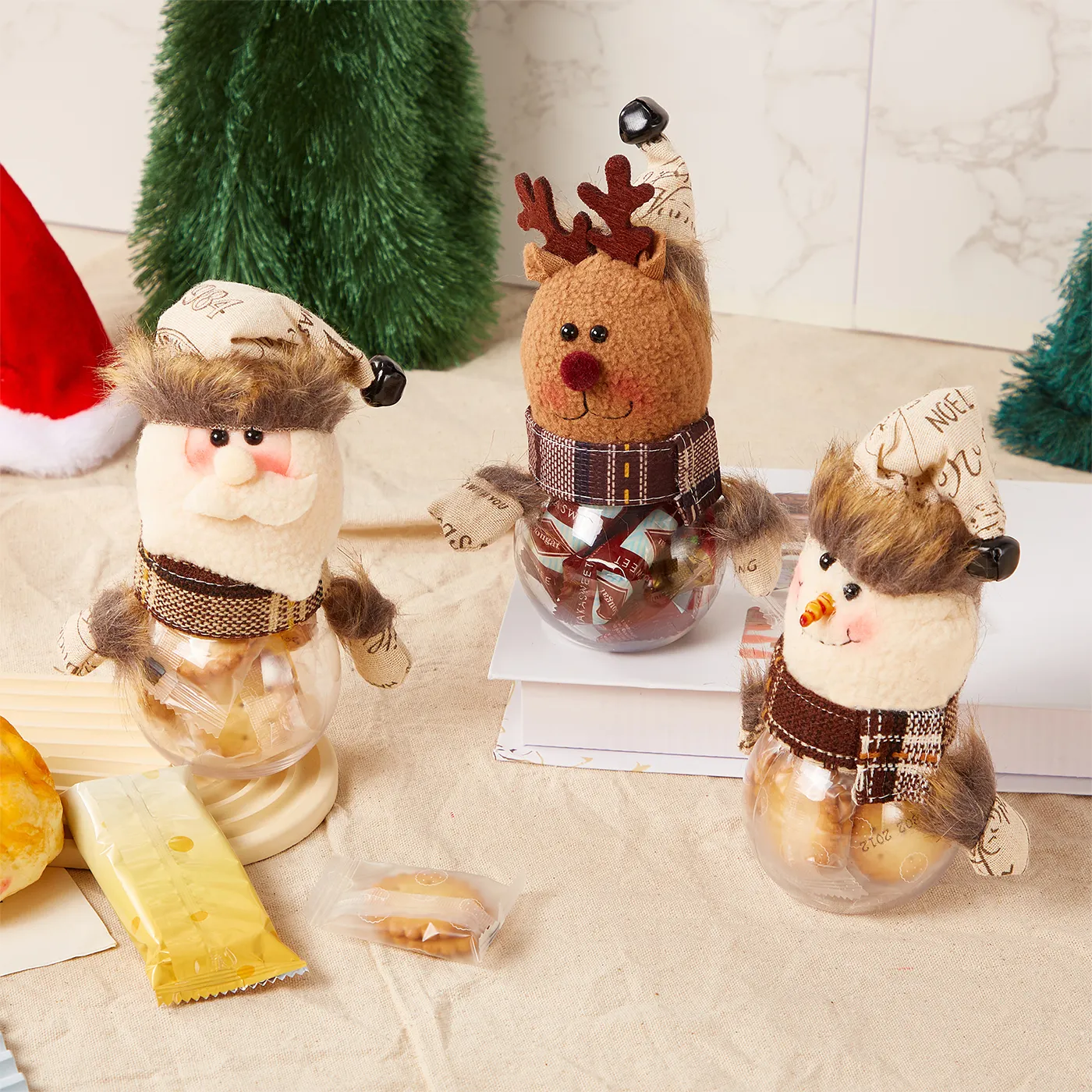 Creative Santa Claus and Reindeer Candy Jar White image 6