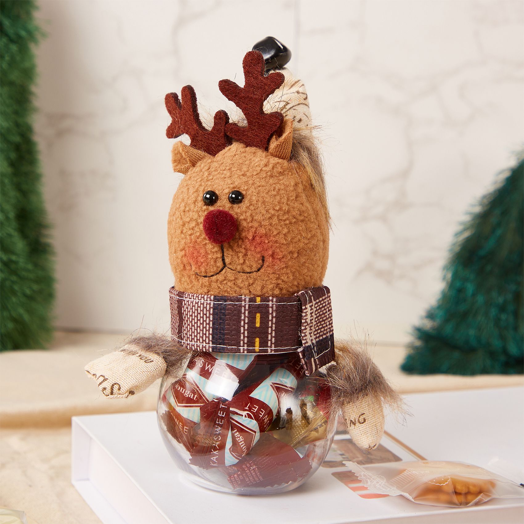 Creative Santa Claus and Reindeer Candy Jar