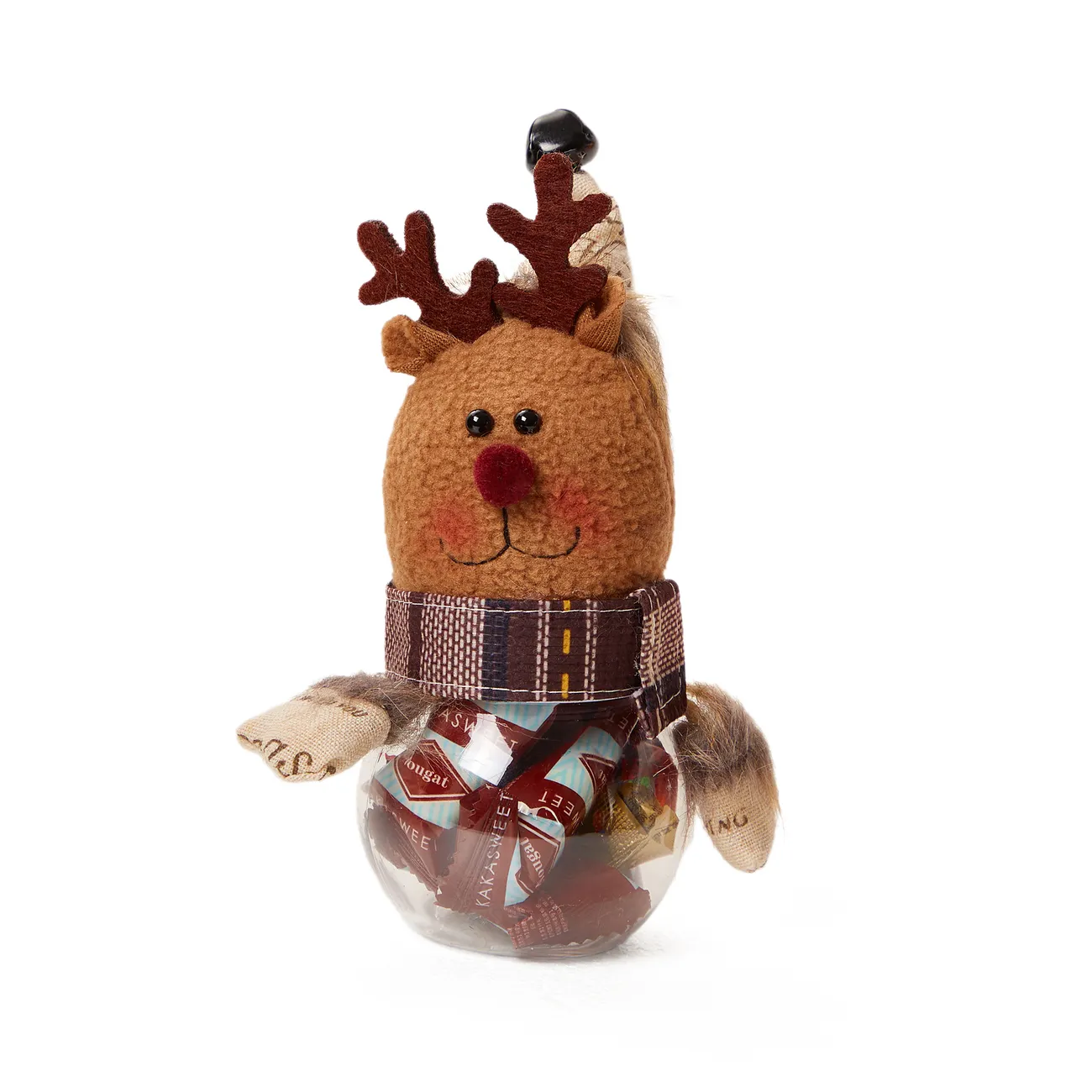 Creative Santa Claus and Reindeer Candy Jar Brown big image 1