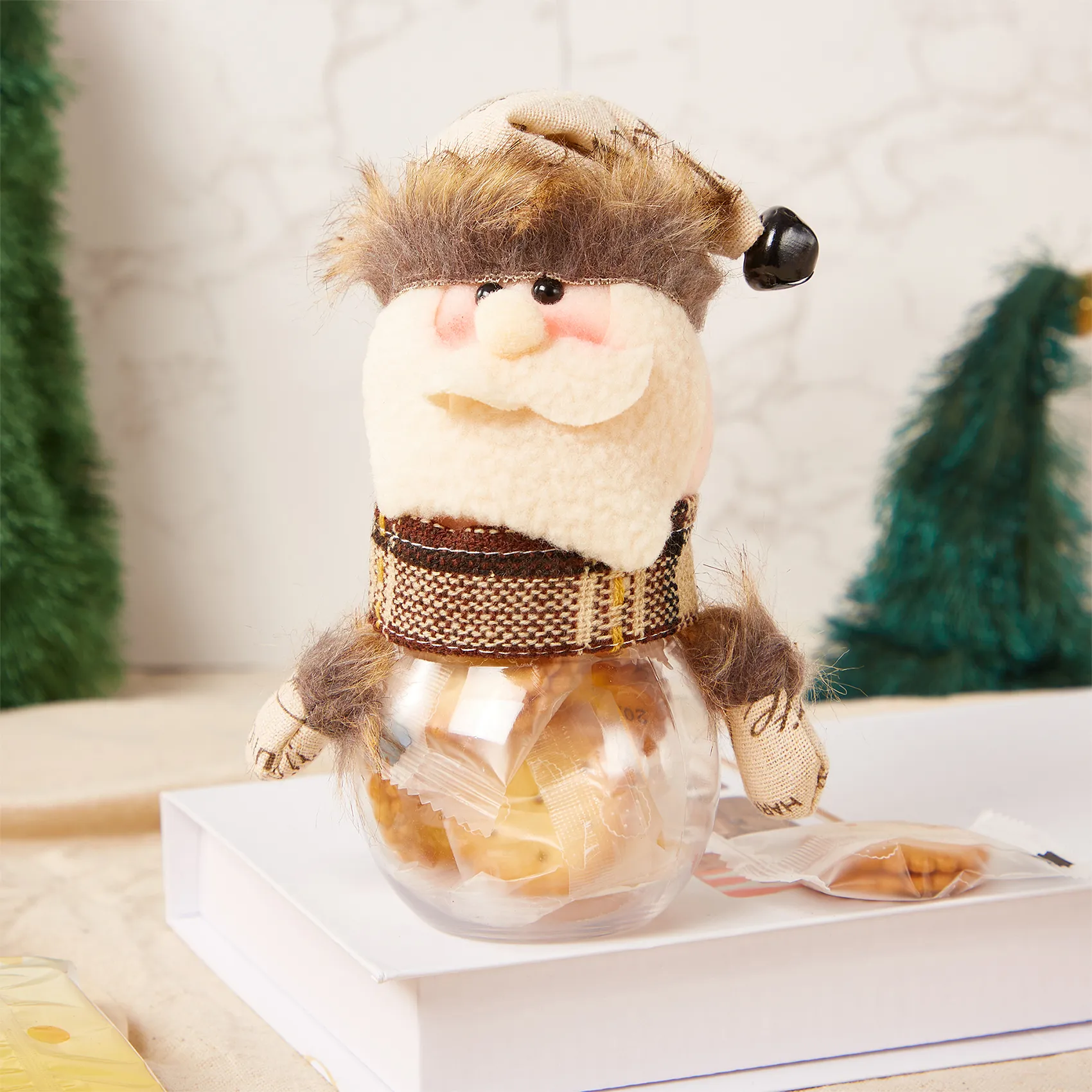 Creative Santa Claus and Reindeer Candy Jar White big image 1