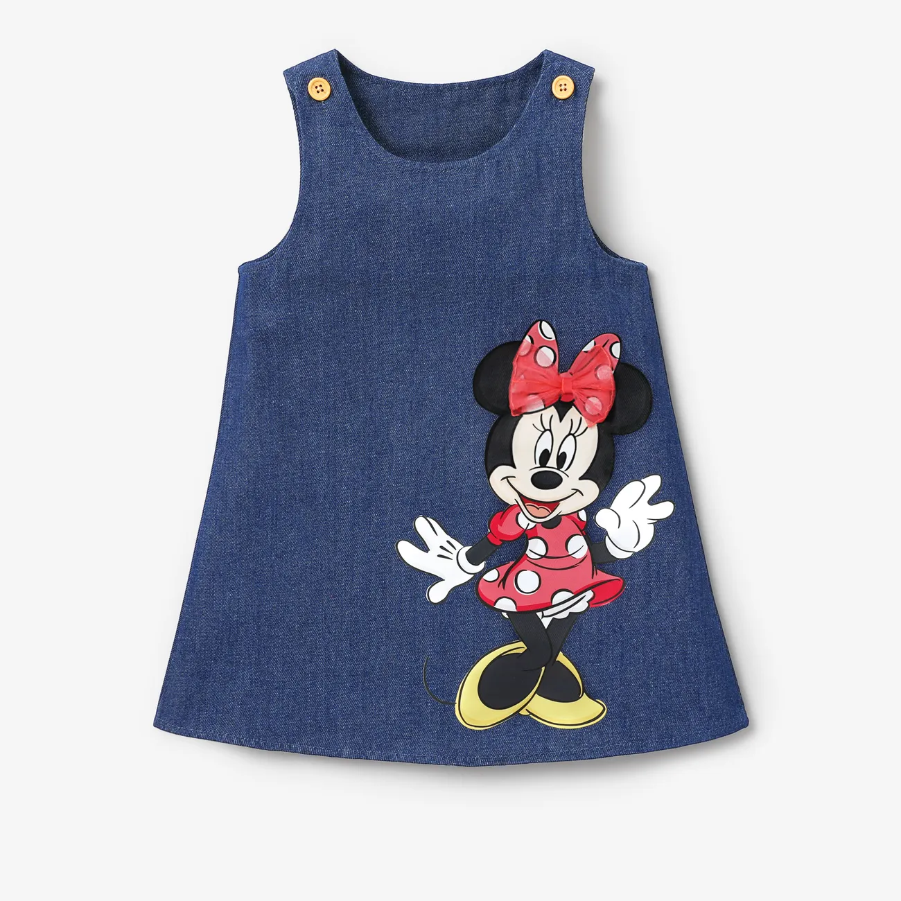 Disney Mickey and Friends Criança Menina Botão Infantil Vestidos azul denim big image 1