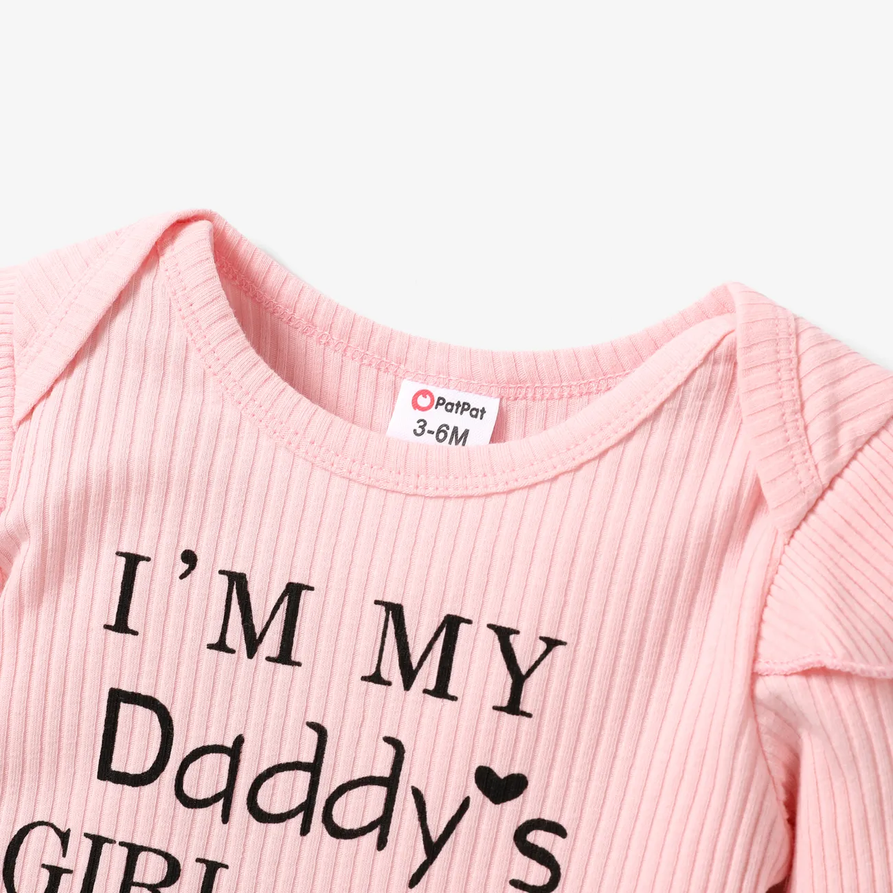 2pc Baby Girl Sweet Letter Pattern Top and Jeans Set Pink big image 1
