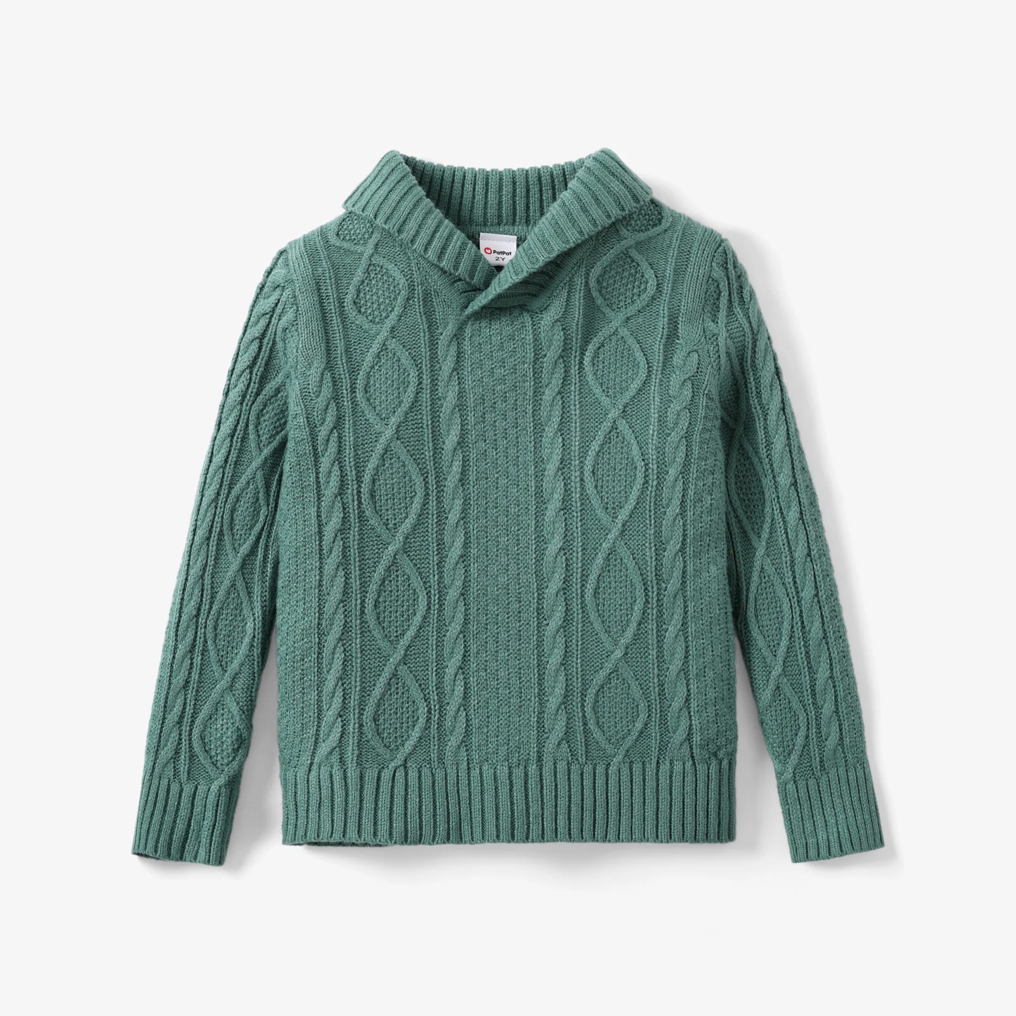 Toddler Boy Solid color Lapel Twisted Rope Texture Sweater