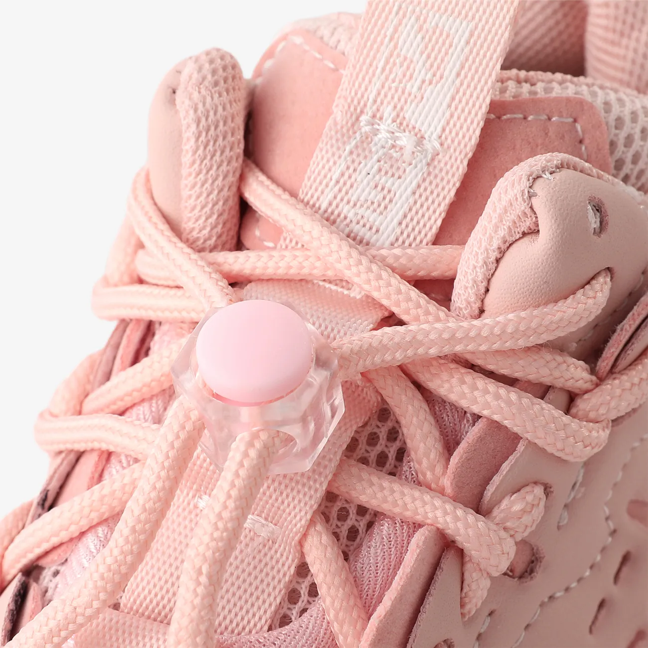 Toddler and Kids Girl Solid Color Lace-up Fabric Stitching Breathable Mesh Sports Shoes  Pink big image 1
