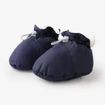 Baby &Toddler Solid Color Elastic Buckle Design Fleece Prewalker Shoes Dark Blue