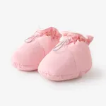 Baby &Toddler Solid Color Elastic Buckle Design Fleece Prewalker Shoes Pink