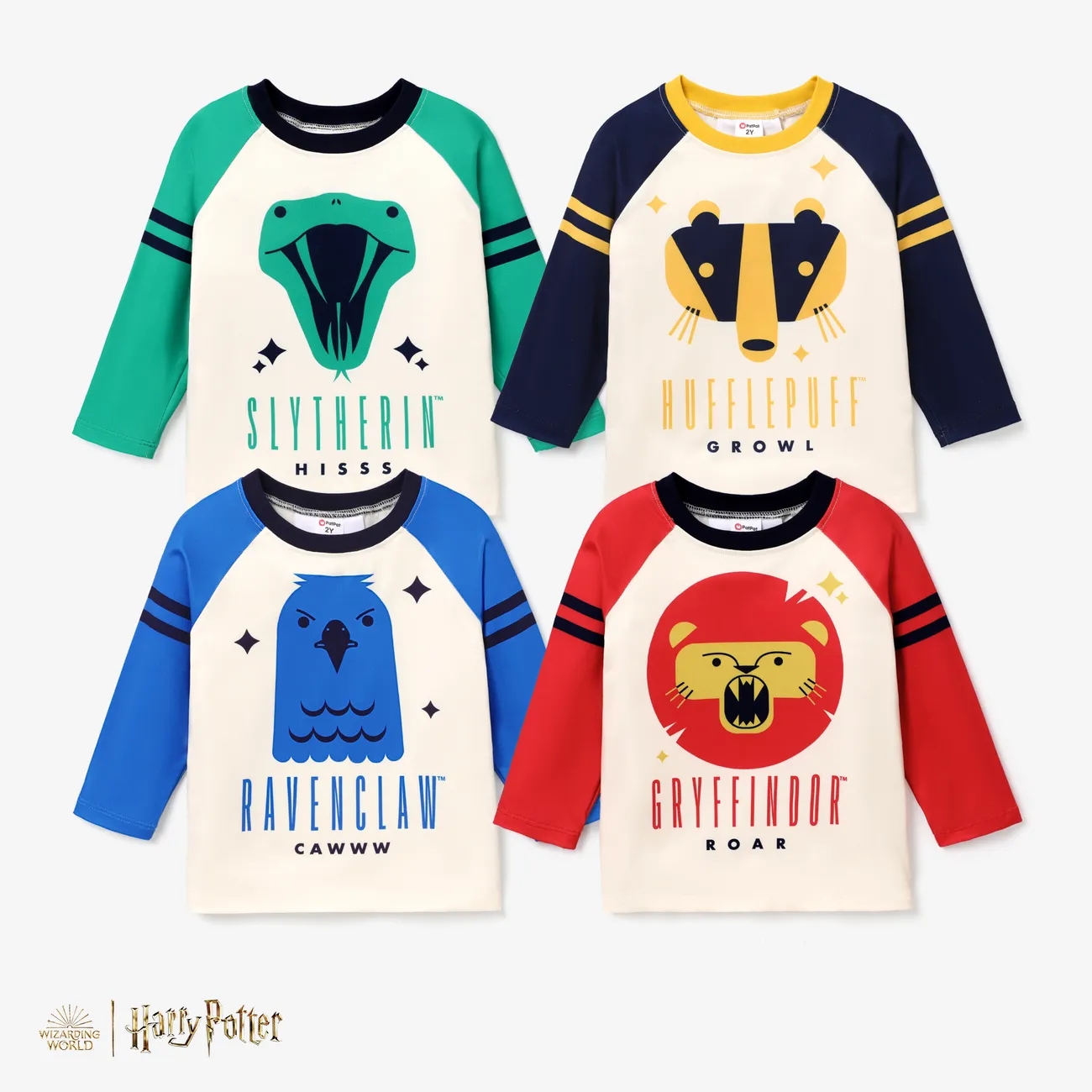 Harry Potter Niño pequeño Unisex Costura de tela Infantil Manga larga Camiseta Verde big image 1