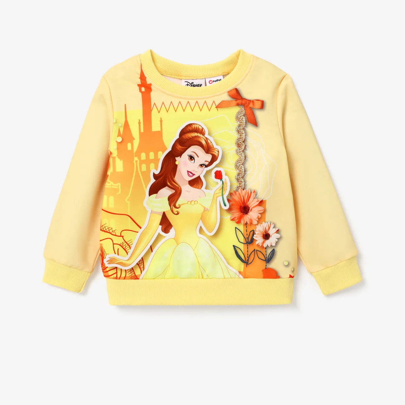 Disney Princess Toddler Girl Character Print Long-sleeve Sweatshirt  Yellow big image 1