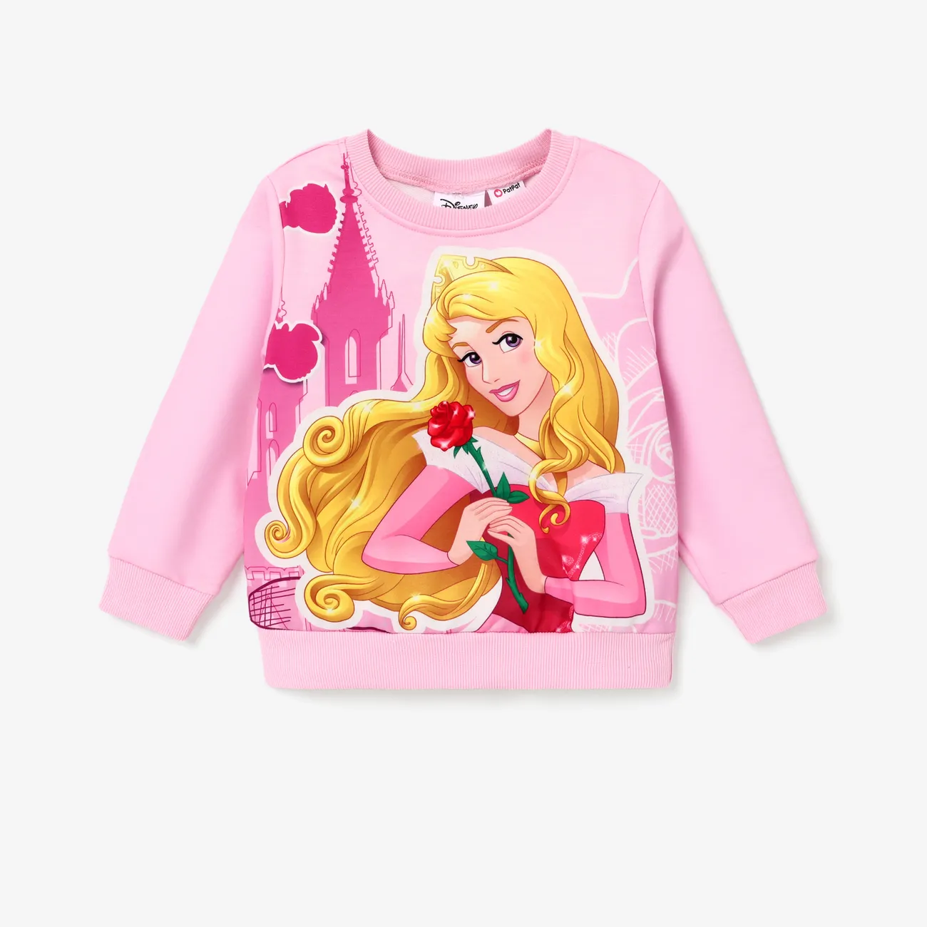 Disney Princess Toddler Girl Character Print Long-sleeve Sweatshirt  Pink big image 1