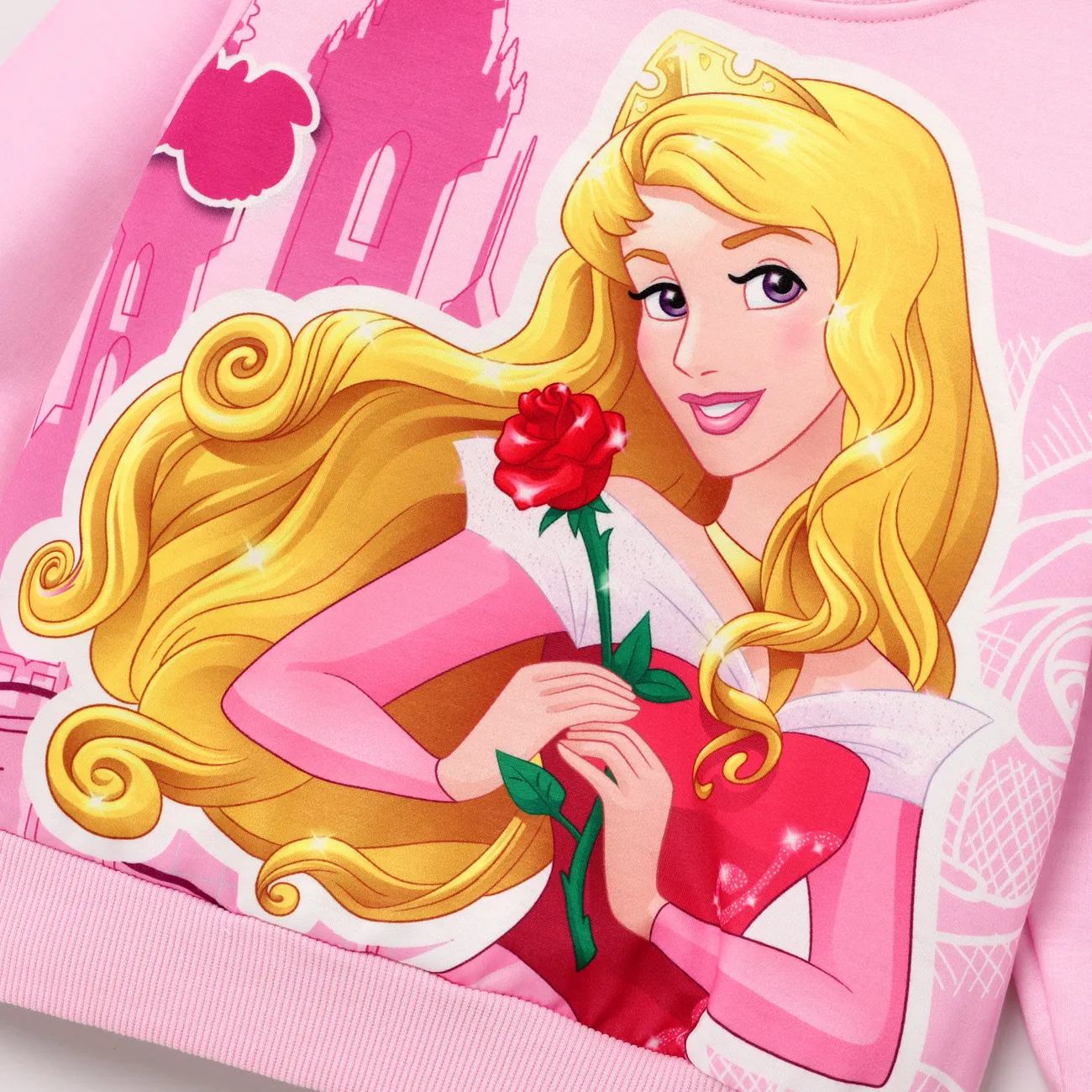 Disney Princess Toddler Girl Character Print Long-sleeve Sweatshirt  Pink big image 1