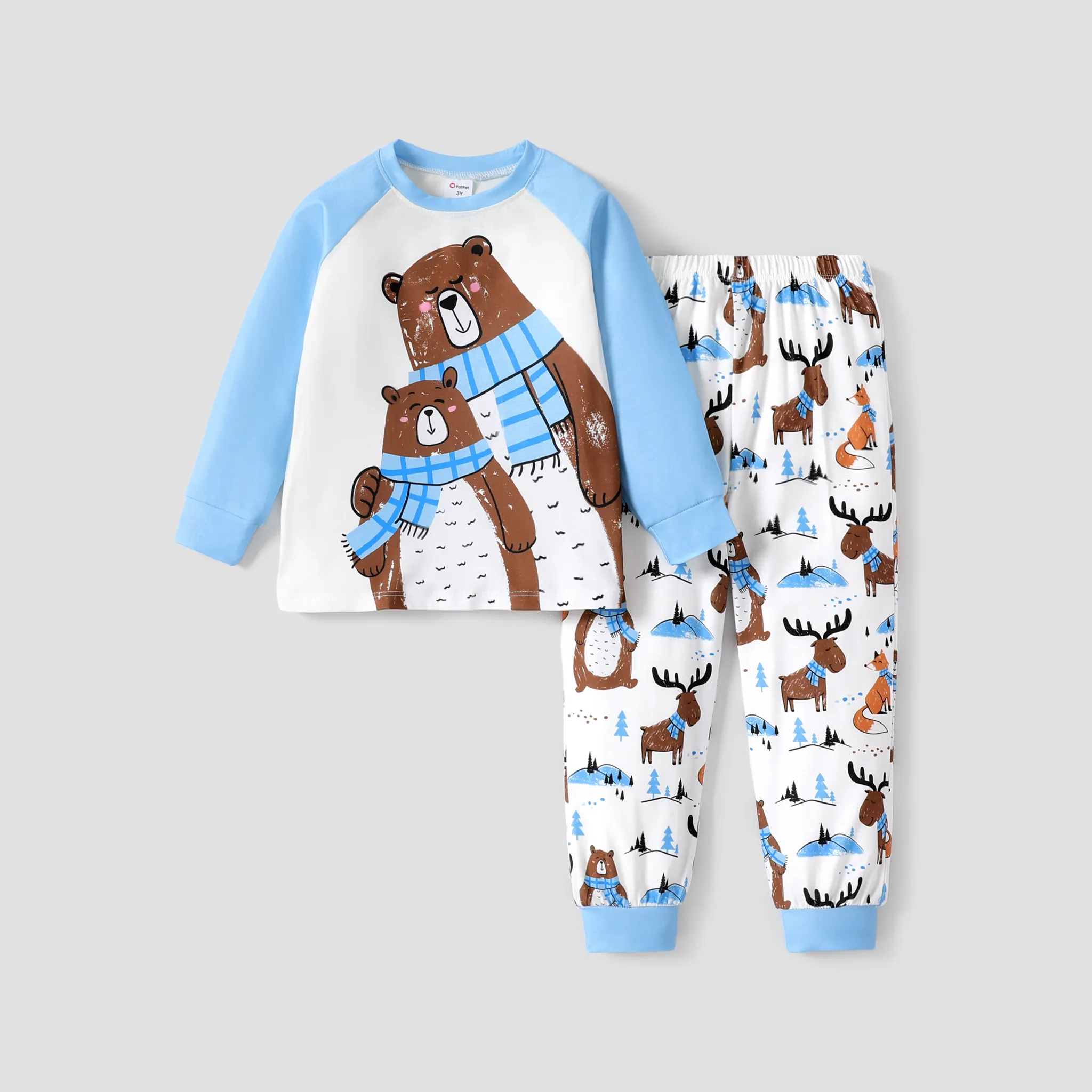 2pcs Toddler Boy Casual Animal Pattern Pajamas