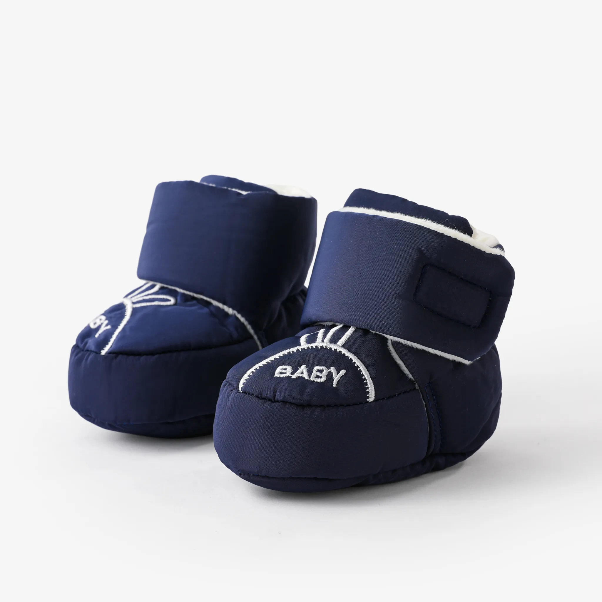 Baby & Toddler Letter & Rabbit Pattern Velcro Fleece Prewalker Shoes