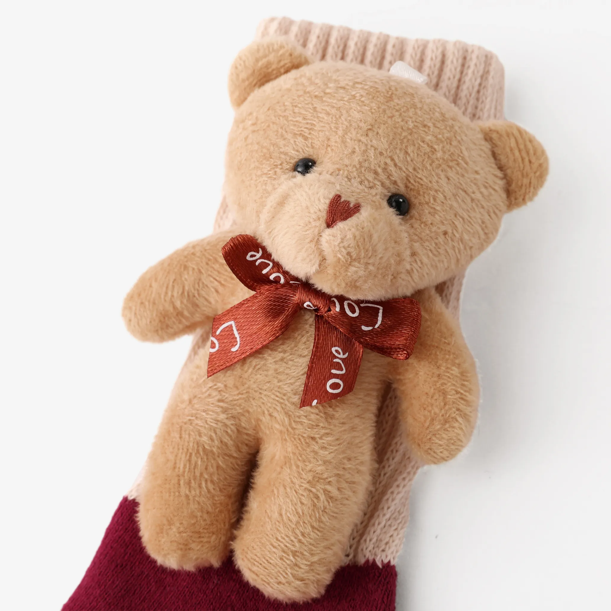 Toddler/kids Solid color mid-length bear doll cotton socks REDWHITE image 2