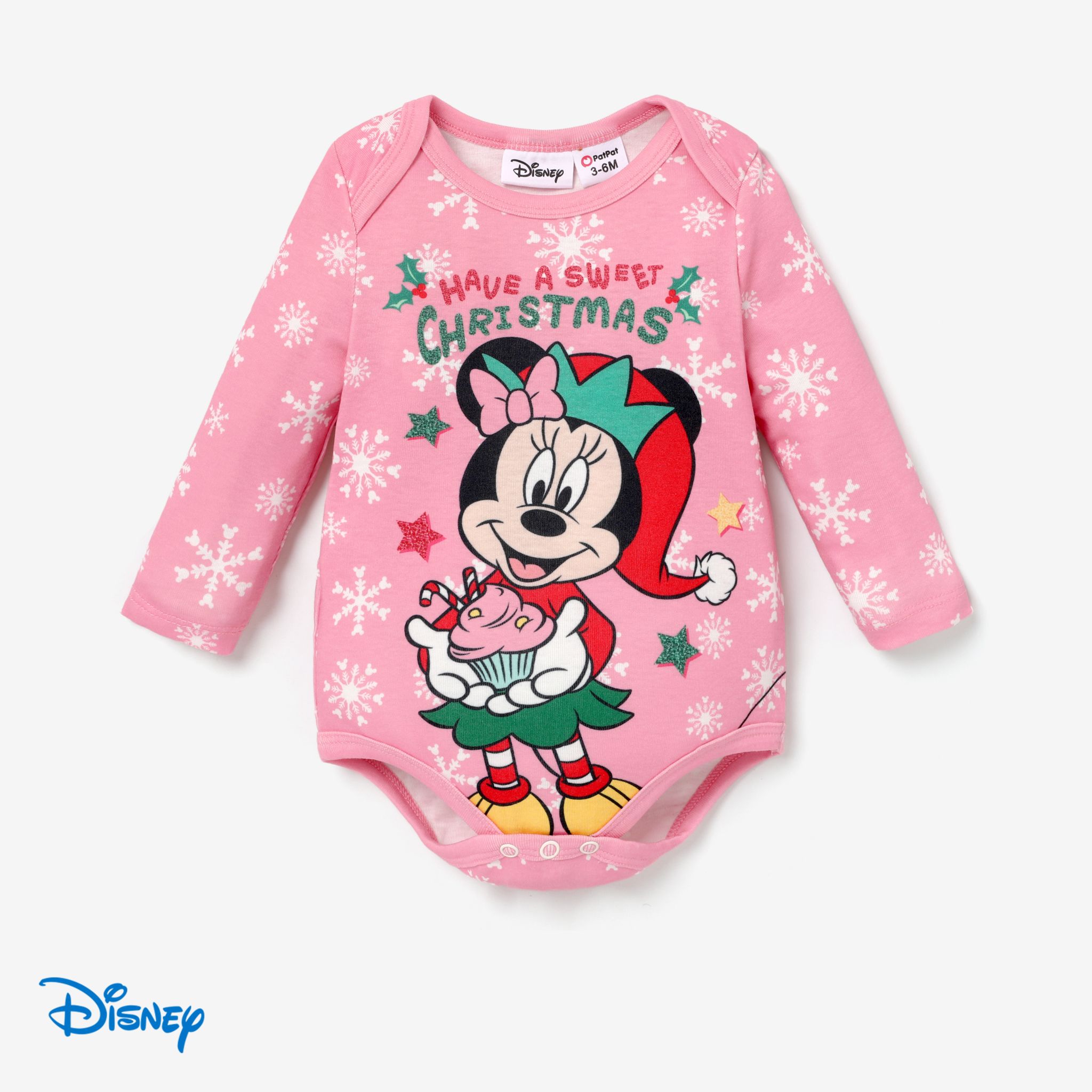 Disney Mickey And Friends Baby Boy/Girl Christmas Character Printed Long-sleeve Jumpsuit