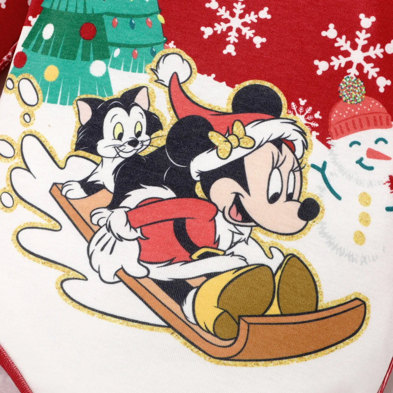 Disney Mickey and Friends Weihnachten Baby Mädchen Knöpfe Kindlich Langärmelig Strampler rot big image 1