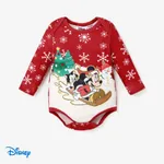 Disney Mickey and Friends Baby Boy/Girl Christmas Character Printed Long-sleeve Jumpsuit Red